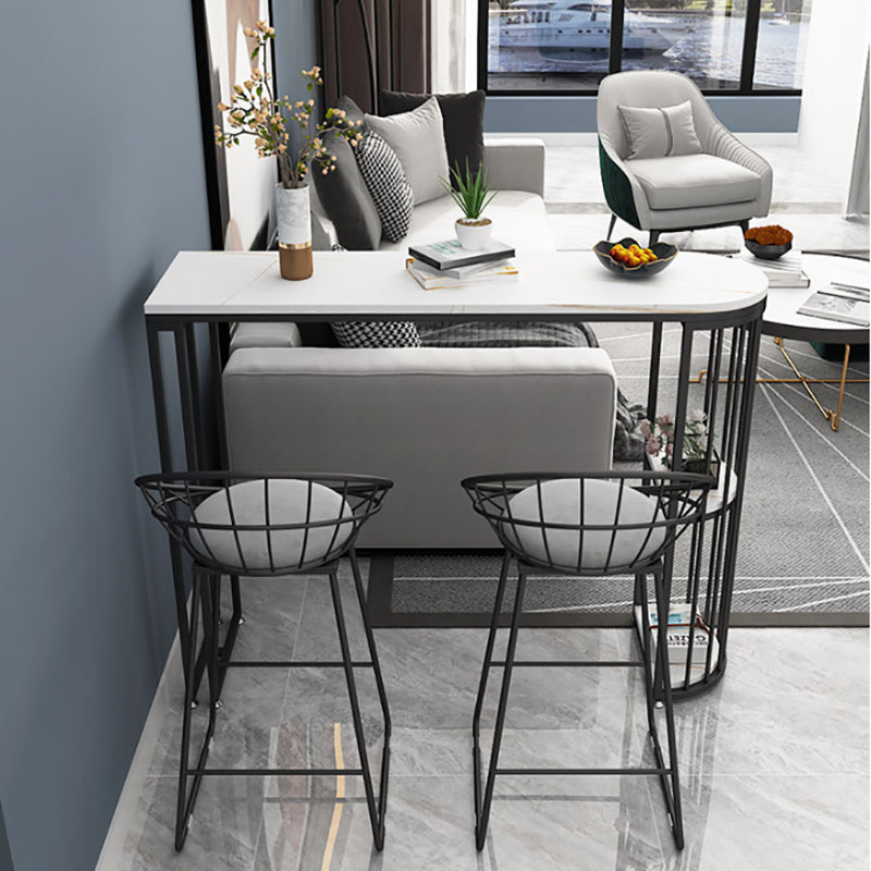 Indoor Metal Cocktail Bar Table Modern Double Pedestal Pub Height Dining Table Clearhalo 'Bar Furniture' 'Bar Tables' 'bar_tables' 'furn' 'furn_bar_tables' 'Furniture' 'furniture_bar_tables' 'Kitchen & Dining Furniture' 5061369