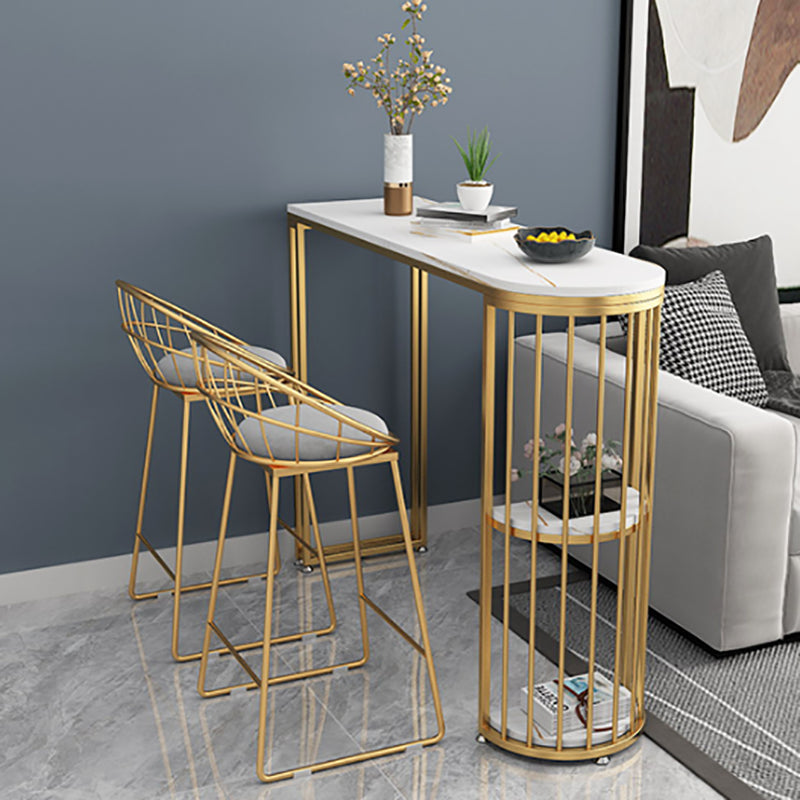 Indoor Metal Cocktail Bar Table Modern Double Pedestal Pub Height Dining Table Clearhalo 'Bar Furniture' 'Bar Tables' 'bar_tables' 'furn' 'furn_bar_tables' 'Furniture' 'furniture_bar_tables' 'Kitchen & Dining Furniture' 5061370