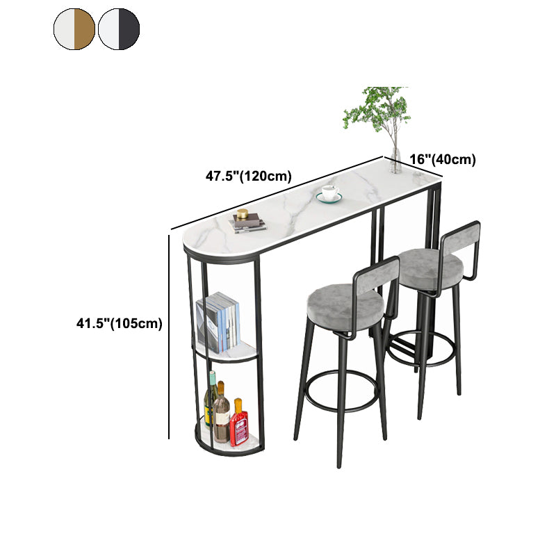 Indoor Metal Cocktail Bar Table Modern Double Pedestal Pub Height Dining Table Clearhalo 'Bar Furniture' 'Bar Tables' 'bar_tables' 'furn' 'furn_bar_tables' 'Furniture' 'furniture_bar_tables' 'Kitchen & Dining Furniture' 5061371