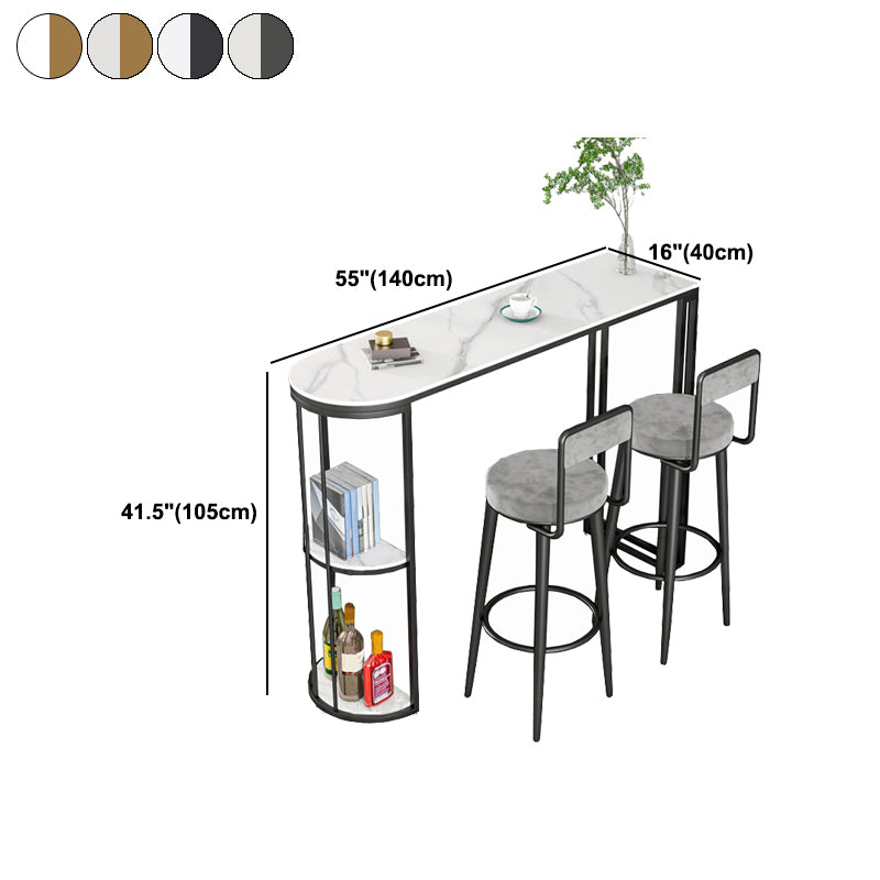 Indoor Metal Cocktail Bar Table Modern Double Pedestal Pub Height Dining Table Clearhalo 'Bar Furniture' 'Bar Tables' 'bar_tables' 'furn' 'furn_bar_tables' 'Furniture' 'furniture_bar_tables' 'Kitchen & Dining Furniture' 5061372