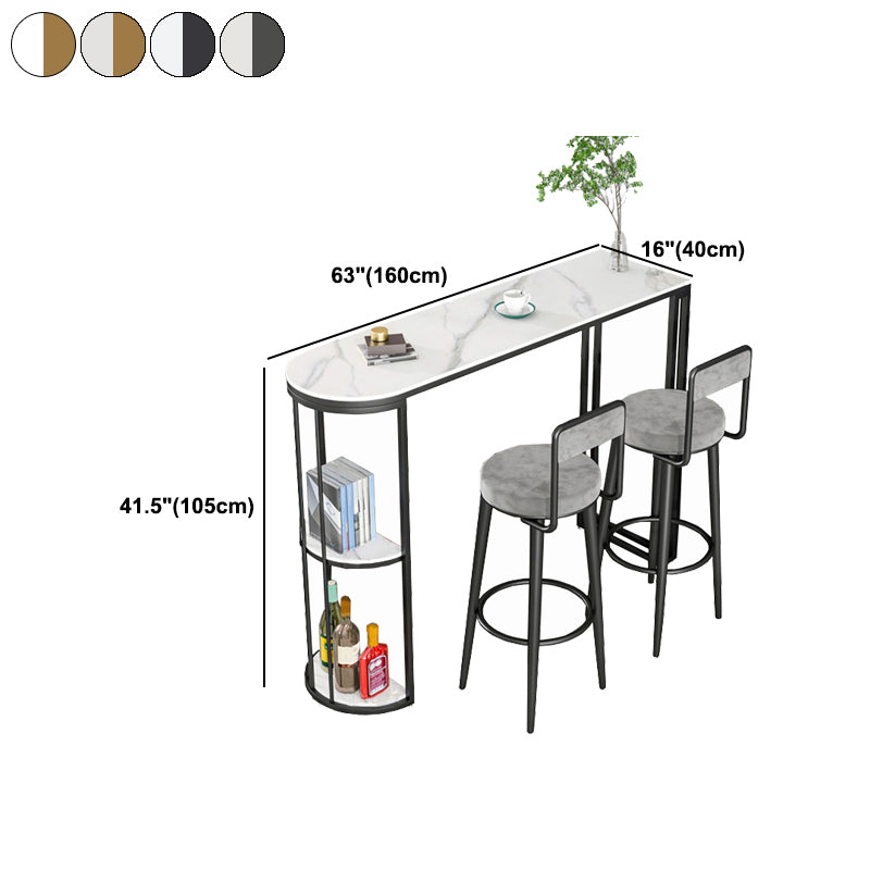 Indoor Metal Cocktail Bar Table Modern Double Pedestal Pub Height Dining Table Clearhalo 'Bar Furniture' 'Bar Tables' 'bar_tables' 'furn' 'furn_bar_tables' 'Furniture' 'furniture_bar_tables' 'Kitchen & Dining Furniture' 5061373