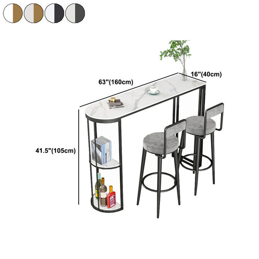 Indoor Metal Cocktail Bar Table Modern Double Pedestal Pub Height Dining Table Clearhalo 'Bar Furniture' 'Bar Tables' 'bar_tables' 'furn' 'furn_bar_tables' 'Furniture' 'furniture_bar_tables' 'Kitchen & Dining Furniture' 5061373