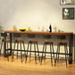 Industrial Natural Bistro Bar Desk Indoor Footrest Trestle Bistro Bar Table 94.5"L x 15.7"W x 41.3"H Without Chairs Clearhalo 'Bar Furniture' 'Bar Tables' 'bar_tables' 'furn' 'furn_bar_tables' 'Furniture' 'furniture_bar_tables' 'Kitchen & Dining Furniture' 5061377
