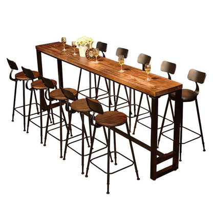Industrial Natural Bistro Bar Desk Indoor Footrest Trestle Bistro Bar Table Without Chairs Clearhalo 'Bar Furniture' 'Bar Tables' 'bar_tables' 'furn' 'furn_bar_tables' 'Furniture' 'furniture_bar_tables' 'Kitchen & Dining Furniture' 5061378