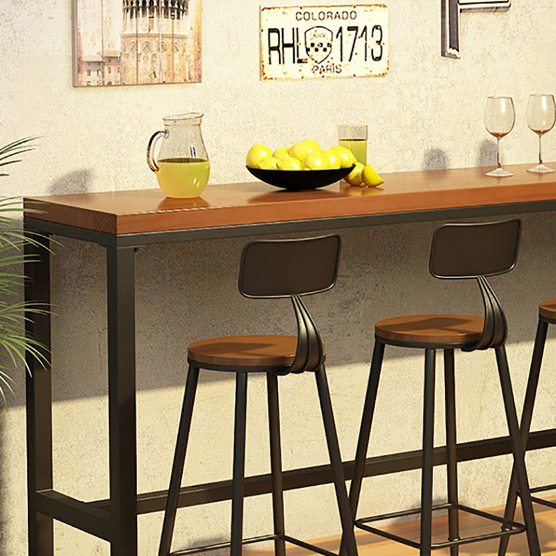 Industrial Natural Bistro Bar Desk Indoor Footrest Trestle Bistro Bar Table Clearhalo 'Bar Furniture' 'Bar Tables' 'bar_tables' 'furn' 'furn_bar_tables' 'Furniture' 'furniture_bar_tables' 'Kitchen & Dining Furniture' 5061379