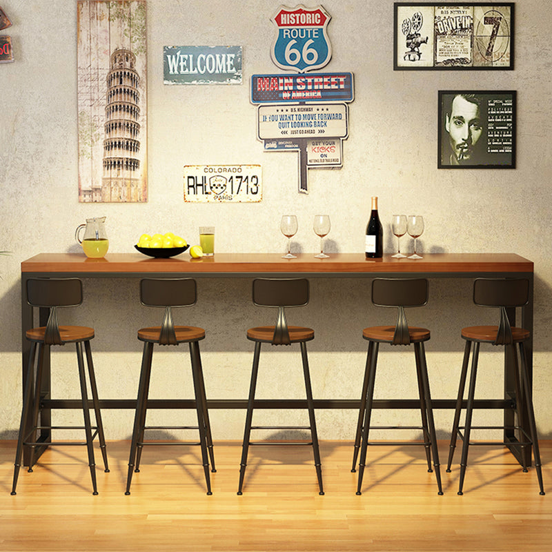 Industrial Natural Bistro Bar Desk Indoor Footrest Trestle Bistro Bar Table Clearhalo 'Bar Furniture' 'Bar Tables' 'bar_tables' 'furn' 'furn_bar_tables' 'Furniture' 'furniture_bar_tables' 'Kitchen & Dining Furniture' 5061381