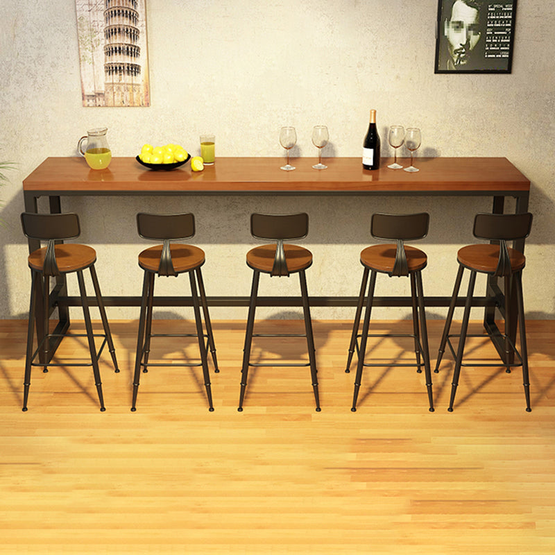 Industrial Natural Bistro Bar Desk Indoor Footrest Trestle Bistro Bar Table Clearhalo 'Bar Furniture' 'Bar Tables' 'bar_tables' 'furn' 'furn_bar_tables' 'Furniture' 'furniture_bar_tables' 'Kitchen & Dining Furniture' 5061383