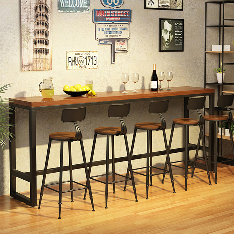 Industrial Natural Bistro Bar Desk Indoor Footrest Trestle Bistro Bar Table Clearhalo 'Bar Furniture' 'Bar Tables' 'bar_tables' 'furn' 'furn_bar_tables' 'Furniture' 'furniture_bar_tables' 'Kitchen & Dining Furniture' 5061384