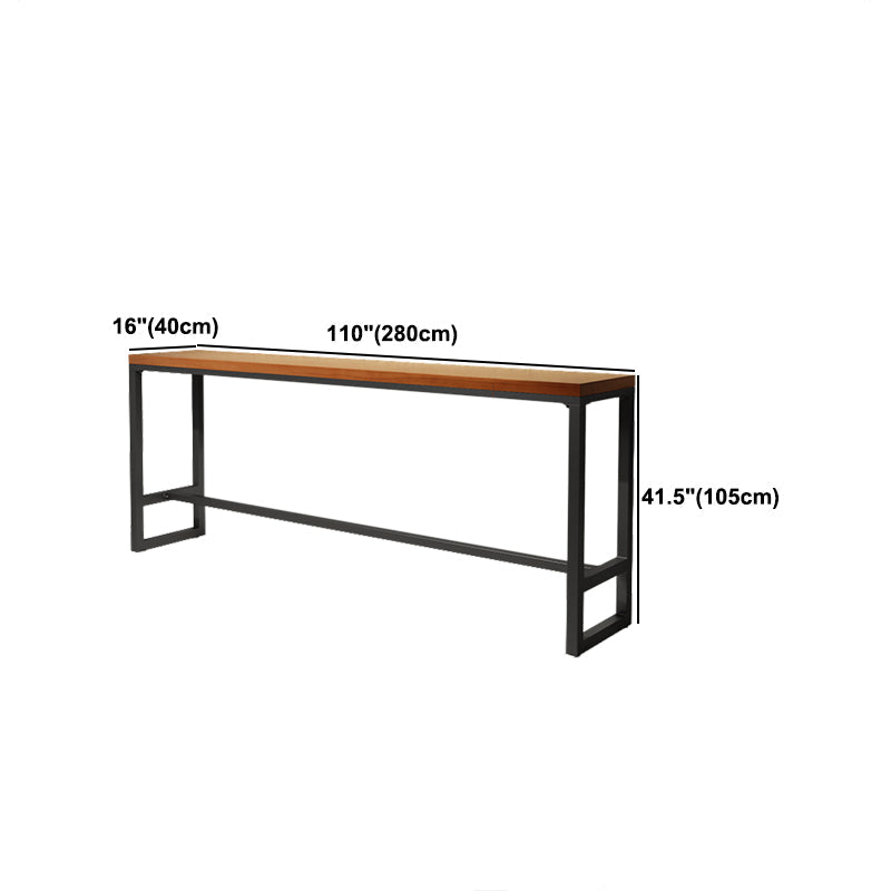 Industrial Natural Bistro Bar Desk Indoor Footrest Trestle Bistro Bar Table Clearhalo 'Bar Furniture' 'Bar Tables' 'bar_tables' 'furn' 'furn_bar_tables' 'Furniture' 'furniture_bar_tables' 'Kitchen & Dining Furniture' 5061393