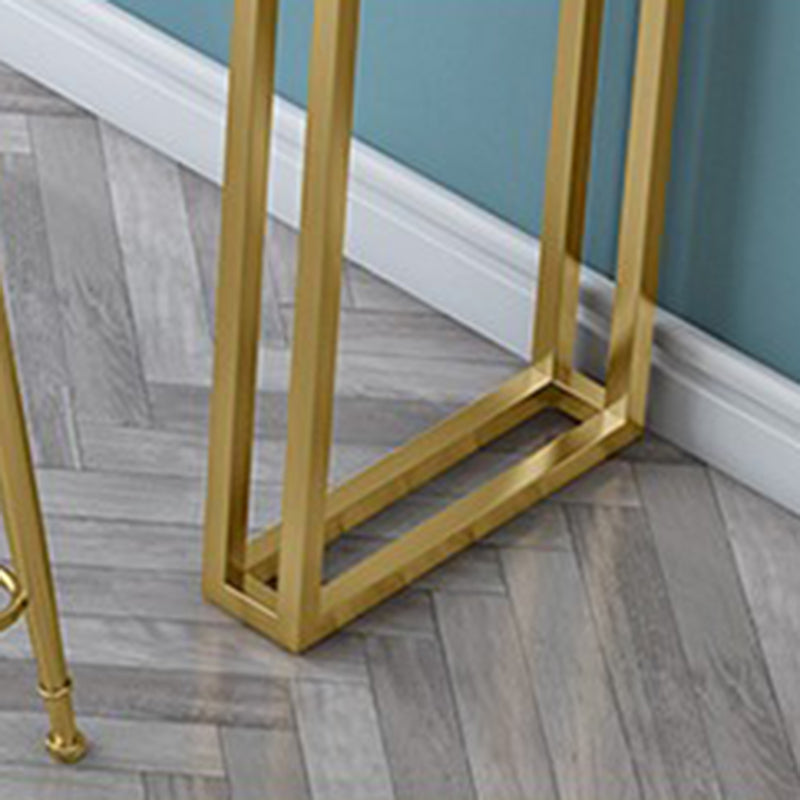 Stone Contemporary Sled Cocktail Bar Table Gold and White Rectangle Counter Table Clearhalo 'Bar Furniture' 'Bar Tables' 'bar_tables' 'furn' 'furn_bar_tables' 'Furniture' 'furniture_bar_tables' 'Kitchen & Dining Furniture' 5061410