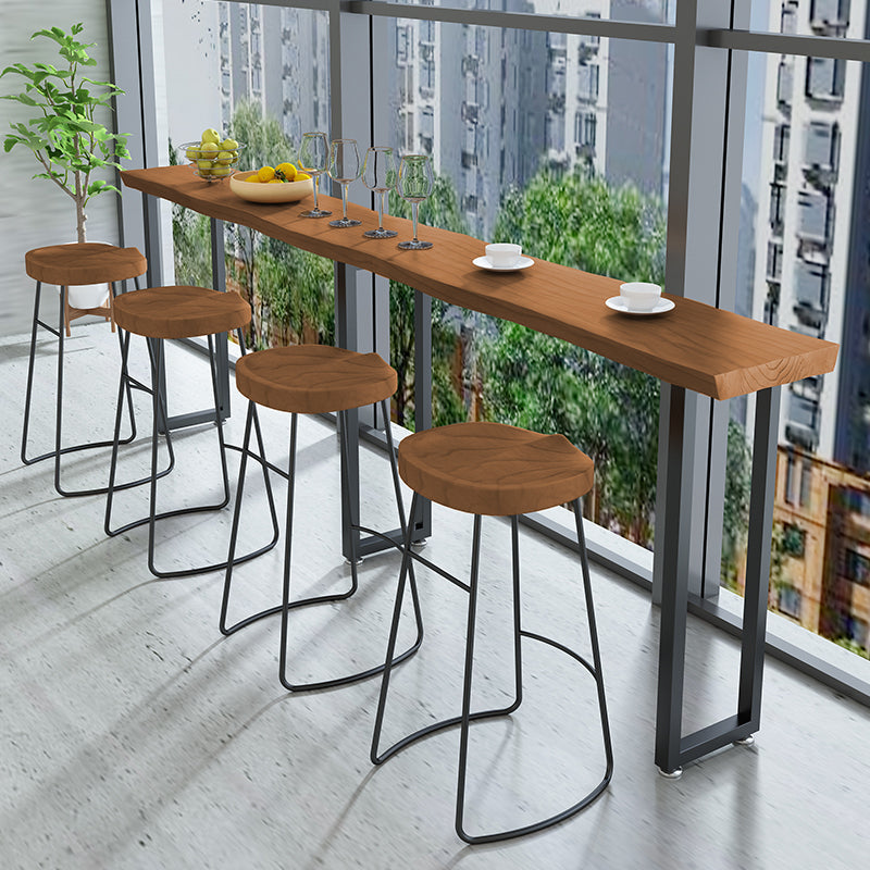 Modern Wood and Metal Bistro Accent Dining Table Sled Indoor Patio Bar Table 98.4"L x 17.7"W x 41.3"H Without Chairs Clearhalo 'Bar Furniture' 'Bar Tables' 'bar_tables' 'furn' 'furn_bar_tables' 'Furniture' 'furniture_bar_tables' 'Kitchen & Dining Furniture' 5061422
