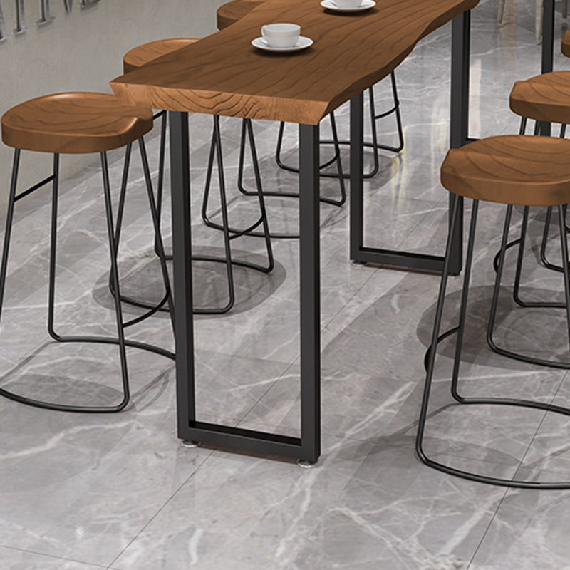 Modern Wood and Metal Bistro Accent Dining Table Sled Indoor Patio Bar Table Clearhalo 'Bar Furniture' 'Bar Tables' 'bar_tables' 'furn' 'furn_bar_tables' 'Furniture' 'furniture_bar_tables' 'Kitchen & Dining Furniture' 5061427