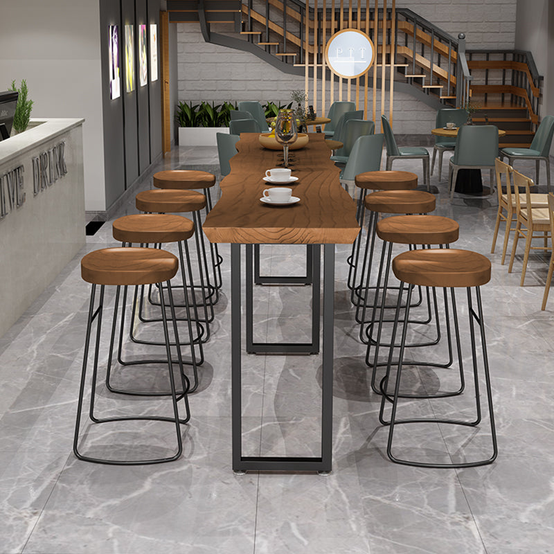 Modern Wood and Metal Bistro Accent Dining Table Sled Indoor Patio Bar Table Clearhalo 'Bar Furniture' 'Bar Tables' 'bar_tables' 'furn' 'furn_bar_tables' 'Furniture' 'furniture_bar_tables' 'Kitchen & Dining Furniture' 5061429
