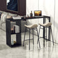 Living Room Modern Bar Table 42-inch Height Stone Top Bistro Table 70.9"L x 15.7"W x 41.3"H Black Storage Included Clearhalo 'Bar Furniture' 'Bar Tables' 'bar_tables' 'furn' 'furn_bar_tables' 'Furniture' 'furniture_bar_tables' 'Kitchen & Dining Furniture' 5061455