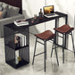 Living Room Modern Bar Table 42-inch Height Stone Top Bistro Table 63"L x 15.7"W x 41.3"H Black Storage Included Clearhalo 'Bar Furniture' 'Bar Tables' 'bar_tables' 'furn' 'furn_bar_tables' 'Furniture' 'furniture_bar_tables' 'Kitchen & Dining Furniture' 5061457
