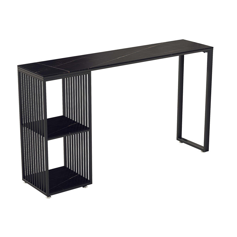 Living Room Modern Bar Table 42-inch Height Stone Top Bistro Table Black Storage Included Clearhalo 'Bar Furniture' 'Bar Tables' 'bar_tables' 'furn' 'furn_bar_tables' 'Furniture' 'furniture_bar_tables' 'Kitchen & Dining Furniture' 5061459