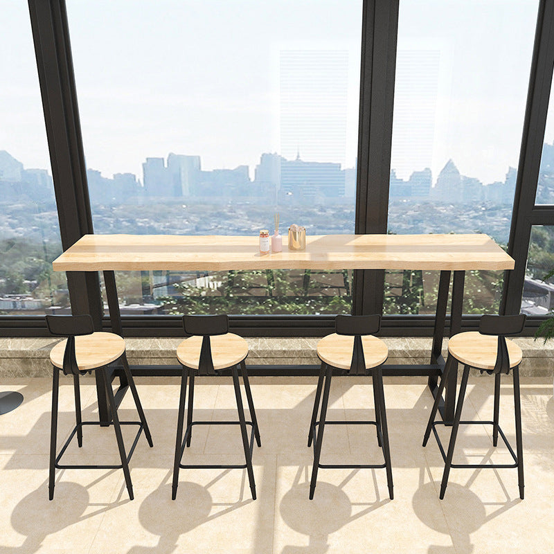 Wood Rectangle Top Counter Table 42-inch Height Contemporary Bar Table Black Without Chairs Clearhalo 'Bar Furniture' 'Bar Tables' 'bar_tables' 'furn' 'furn_bar_tables' 'Furniture' 'furniture_bar_tables' 'Kitchen & Dining Furniture' 5061476