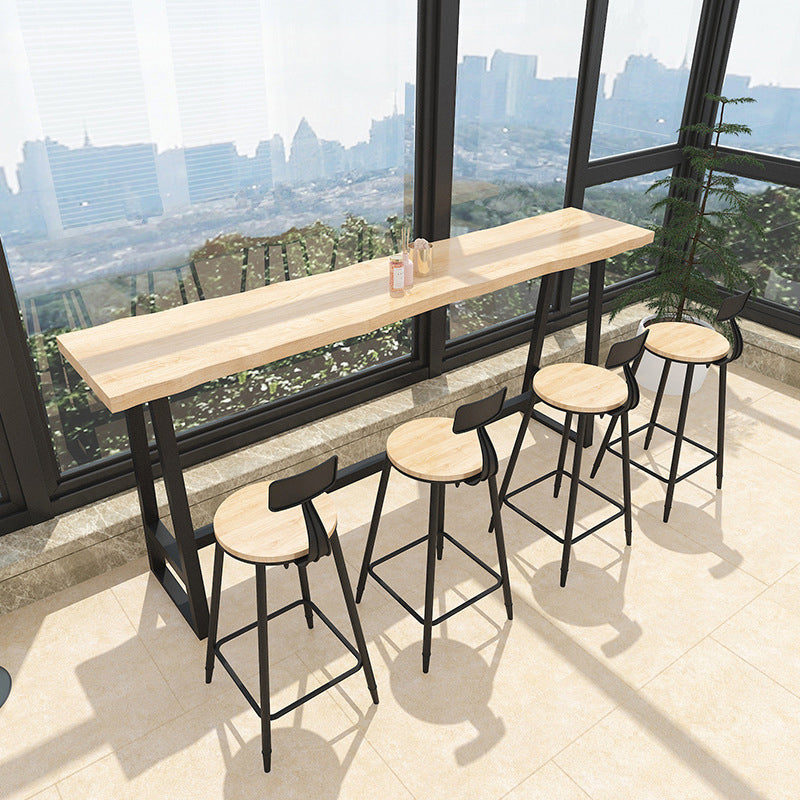 Wood Rectangle Top Counter Table 42-inch Height Contemporary Bar Table 78.7"L x 17.7"W x 41.3"H Black Without Chairs Clearhalo 'Bar Furniture' 'Bar Tables' 'bar_tables' 'furn' 'furn_bar_tables' 'Furniture' 'furniture_bar_tables' 'Kitchen & Dining Furniture' 5061477