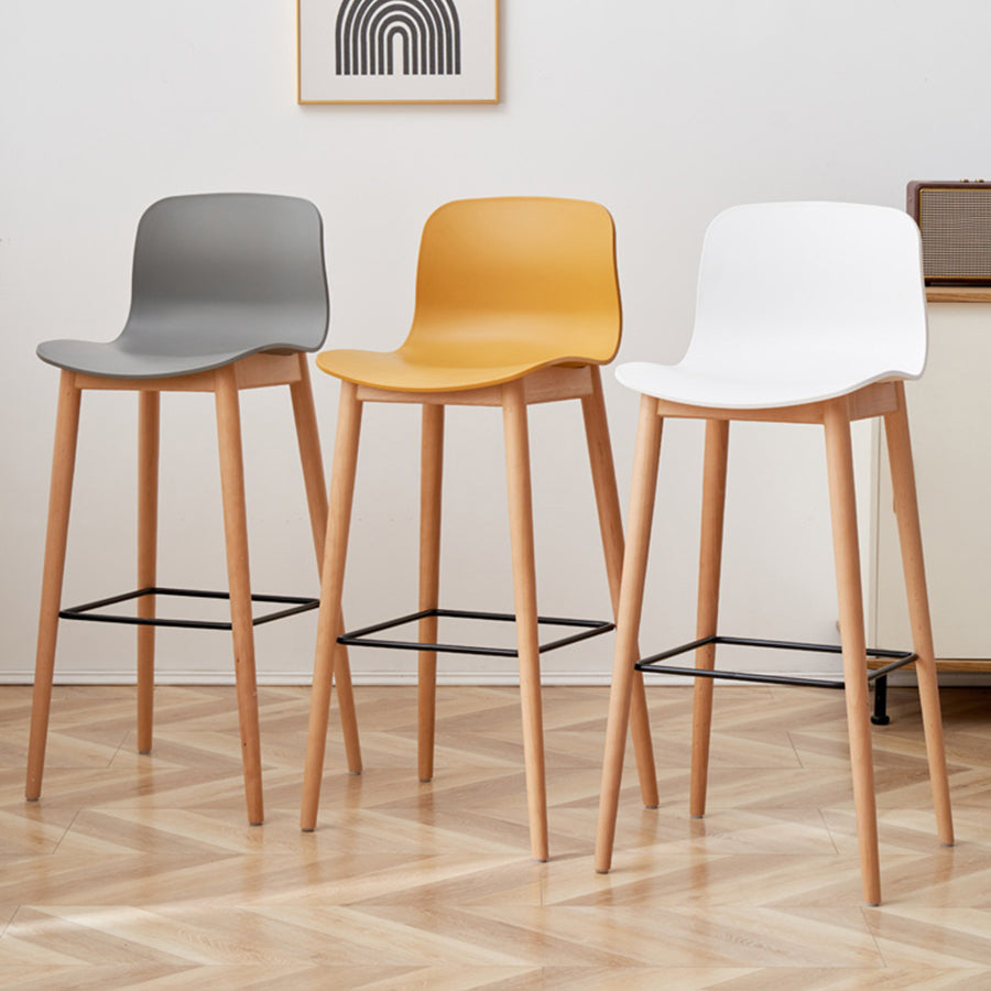 Modern Style Plastic Bar-stool Wooden Counter Bar Stool for Home Clearhalo 'Bar Furniture' 'Bar Stools' 'bar_stools' 'furn' 'furn_bar_stools' 'Furniture' 'furniture_bar_stools' 'Kitchen & Dining Furniture' 5061509