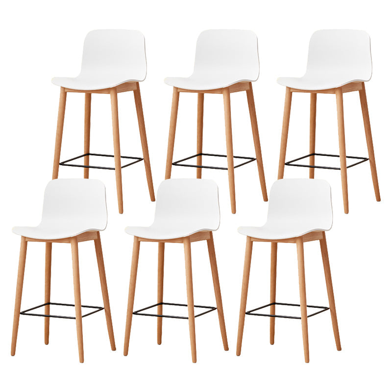 Modern Style Plastic Bar-stool Wooden Counter Bar Stool for Home White 6 Piece Set Counter Stool(26"H) Clearhalo 'Bar Furniture' 'Bar Stools' 'bar_stools' 'furn' 'furn_bar_stools' 'Furniture' 'furniture_bar_stools' 'Kitchen & Dining Furniture' 5061511
