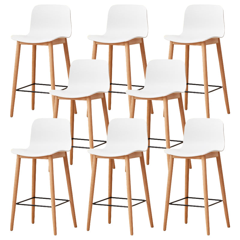 Modern Style Plastic Bar-stool Wooden Counter Bar Stool for Home White 8 Piece Set Counter Stool(26"H) Clearhalo 'Bar Furniture' 'Bar Stools' 'bar_stools' 'furn' 'furn_bar_stools' 'Furniture' 'furniture_bar_stools' 'Kitchen & Dining Furniture' 5061513
