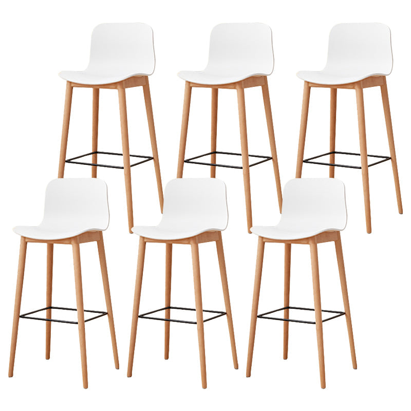 Modern Style Plastic Bar-stool Wooden Counter Bar Stool for Home White 6 Piece Set Bar Stool(30"H) Clearhalo 'Bar Furniture' 'Bar Stools' 'bar_stools' 'furn' 'furn_bar_stools' 'Furniture' 'furniture_bar_stools' 'Kitchen & Dining Furniture' 5061519