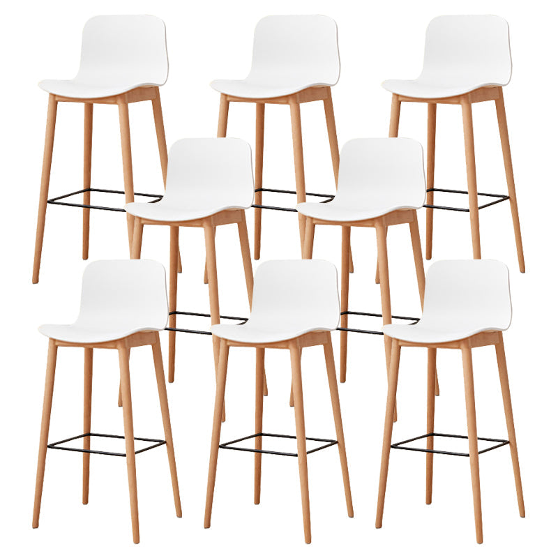 Modern Style Plastic Bar-stool Wooden Counter Bar Stool for Home White 8 Piece Set Bar Stool(30"H) Clearhalo 'Bar Furniture' 'Bar Stools' 'bar_stools' 'furn' 'furn_bar_stools' 'Furniture' 'furniture_bar_stools' 'Kitchen & Dining Furniture' 5061521