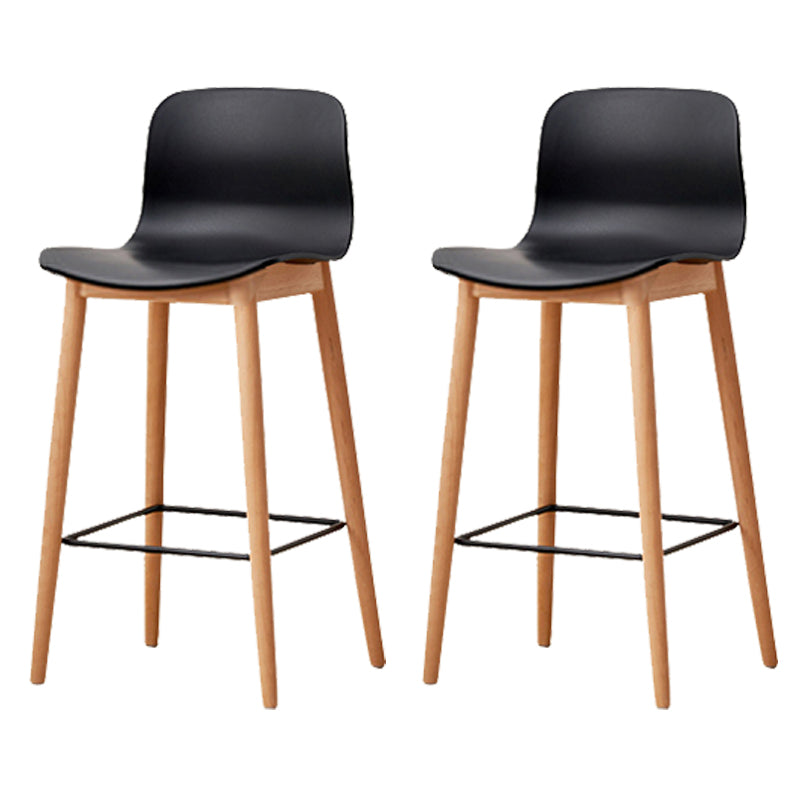 Modern Style Plastic Bar-stool Wooden Counter Bar Stool for Home Black 2 Piece Set Counter Stool(26"H) Clearhalo 'Bar Furniture' 'Bar Stools' 'bar_stools' 'furn' 'furn_bar_stools' 'Furniture' 'furniture_bar_stools' 'Kitchen & Dining Furniture' 5061523