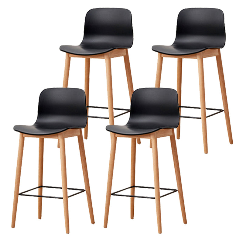 Modern Style Plastic Bar-stool Wooden Counter Bar Stool for Home Black 4 Piece Set Counter Stool(26"H) Clearhalo 'Bar Furniture' 'Bar Stools' 'bar_stools' 'furn' 'furn_bar_stools' 'Furniture' 'furniture_bar_stools' 'Kitchen & Dining Furniture' 5061526