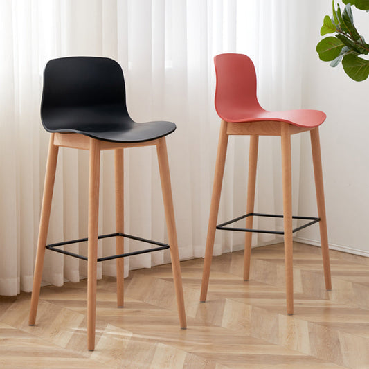 Modern Style Plastic Bar-stool Wooden Counter Bar Stool for Home Clearhalo 'Bar Furniture' 'Bar Stools' 'bar_stools' 'furn' 'furn_bar_stools' 'Furniture' 'furniture_bar_stools' 'Kitchen & Dining Furniture' 5061527