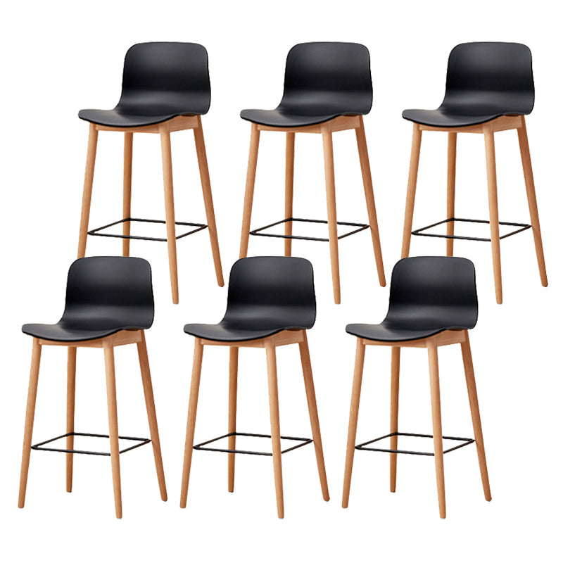 Modern Style Plastic Bar-stool Wooden Counter Bar Stool for Home Black 6 Piece Set Counter Stool(26"H) Clearhalo 'Bar Furniture' 'Bar Stools' 'bar_stools' 'furn' 'furn_bar_stools' 'Furniture' 'furniture_bar_stools' 'Kitchen & Dining Furniture' 5061528