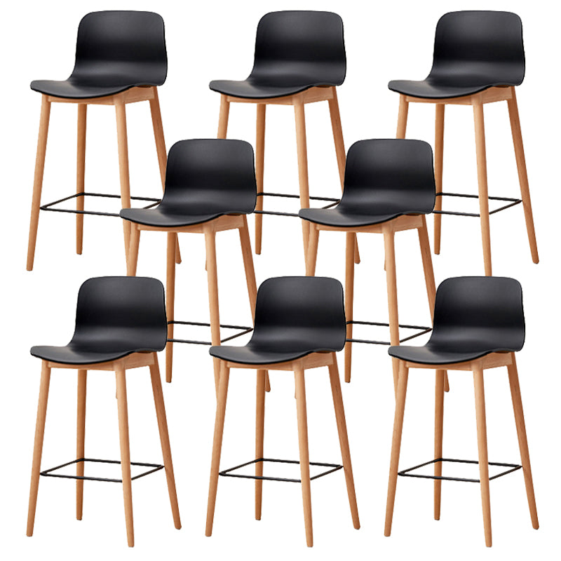 Modern Style Plastic Bar-stool Wooden Counter Bar Stool for Home Black 8 Piece Set Counter Stool(26"H) Clearhalo 'Bar Furniture' 'Bar Stools' 'bar_stools' 'furn' 'furn_bar_stools' 'Furniture' 'furniture_bar_stools' 'Kitchen & Dining Furniture' 5061529