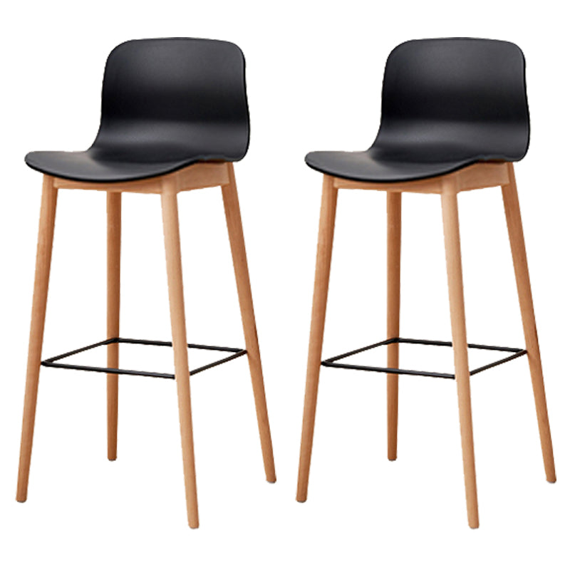 Modern Style Plastic Bar-stool Wooden Counter Bar Stool for Home Black 2 Piece Set Bar Stool(30"H) Clearhalo 'Bar Furniture' 'Bar Stools' 'bar_stools' 'furn' 'furn_bar_stools' 'Furniture' 'furniture_bar_stools' 'Kitchen & Dining Furniture' 5061530