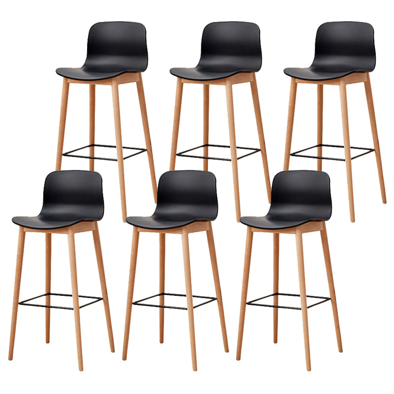 Modern Style Plastic Bar-stool Wooden Counter Bar Stool for Home Black 6 Piece Set Bar Stool(30"H) Clearhalo 'Bar Furniture' 'Bar Stools' 'bar_stools' 'furn' 'furn_bar_stools' 'Furniture' 'furniture_bar_stools' 'Kitchen & Dining Furniture' 5061532