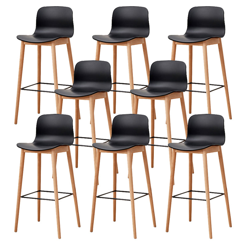 Modern Style Plastic Bar-stool Wooden Counter Bar Stool for Home Black 8 Piece Set Bar Stool(30"H) Clearhalo 'Bar Furniture' 'Bar Stools' 'bar_stools' 'furn' 'furn_bar_stools' 'Furniture' 'furniture_bar_stools' 'Kitchen & Dining Furniture' 5061533