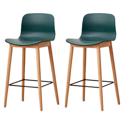 Modern Style Plastic Bar-stool Wooden Counter Bar Stool for Home Blackish Green 2 Piece Set Counter Stool(26"H) Clearhalo 'Bar Furniture' 'Bar Stools' 'bar_stools' 'furn' 'furn_bar_stools' 'Furniture' 'furniture_bar_stools' 'Kitchen & Dining Furniture' 5061534
