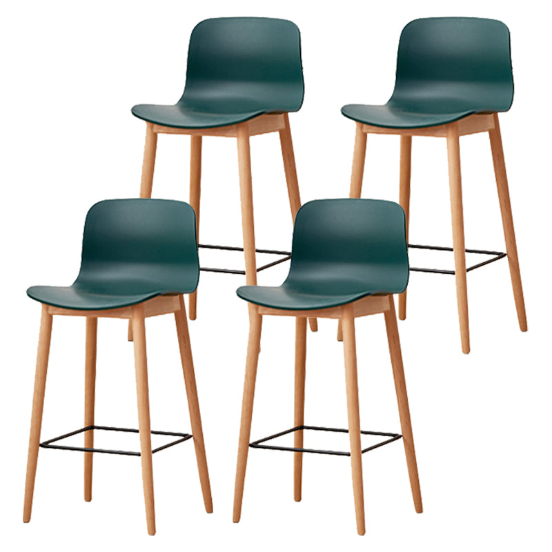Modern Style Plastic Bar-stool Wooden Counter Bar Stool for Home Blackish Green 4 Piece Set Counter Stool(26"H) Clearhalo 'Bar Furniture' 'Bar Stools' 'bar_stools' 'furn' 'furn_bar_stools' 'Furniture' 'furniture_bar_stools' 'Kitchen & Dining Furniture' 5061535