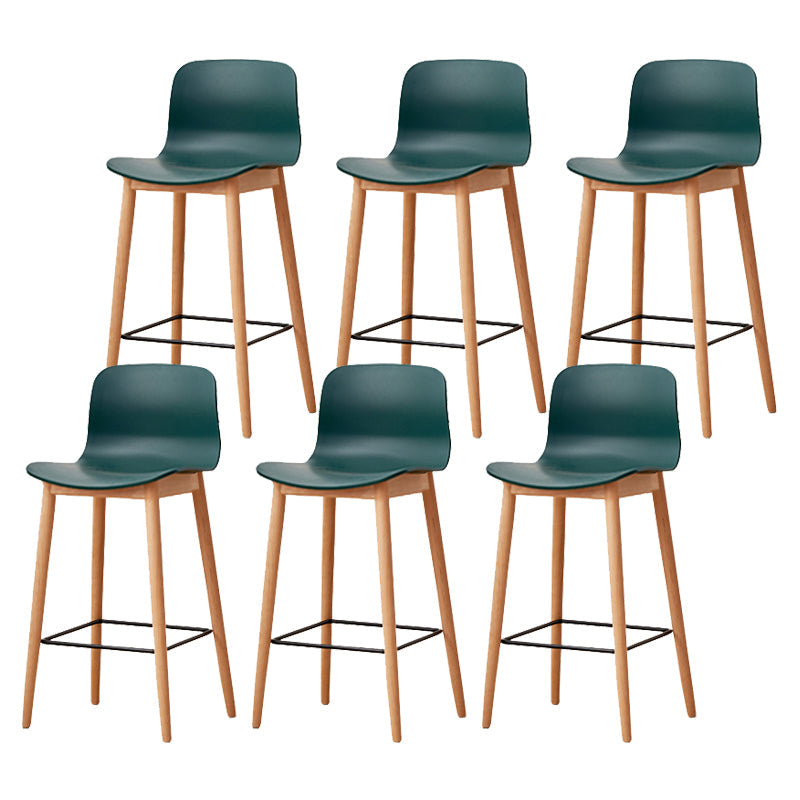 Modern Style Plastic Bar-stool Wooden Counter Bar Stool for Home Blackish Green 6 Piece Set Counter Stool(26"H) Clearhalo 'Bar Furniture' 'Bar Stools' 'bar_stools' 'furn' 'furn_bar_stools' 'Furniture' 'furniture_bar_stools' 'Kitchen & Dining Furniture' 5061536