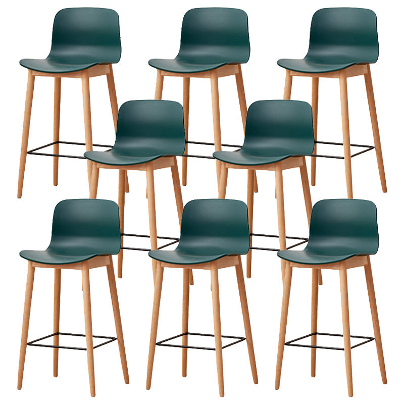 Modern Style Plastic Bar-stool Wooden Counter Bar Stool for Home Blackish Green 8 Piece Set Counter Stool(26"H) Clearhalo 'Bar Furniture' 'Bar Stools' 'bar_stools' 'furn' 'furn_bar_stools' 'Furniture' 'furniture_bar_stools' 'Kitchen & Dining Furniture' 5061537