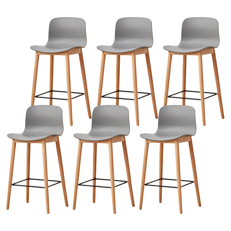 Modern Style Plastic Bar-stool Wooden Counter Bar Stool for Home Light Gray 6 Piece Set Counter Stool(26"H) Clearhalo 'Bar Furniture' 'Bar Stools' 'bar_stools' 'furn' 'furn_bar_stools' 'Furniture' 'furniture_bar_stools' 'Kitchen & Dining Furniture' 5061552