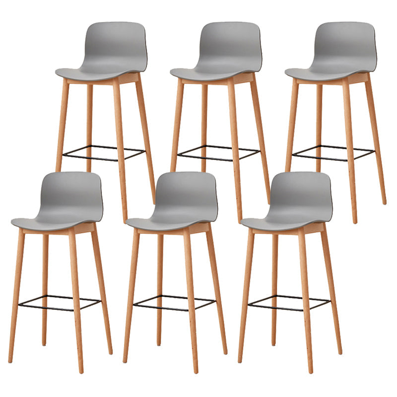 Modern Style Plastic Bar-stool Wooden Counter Bar Stool for Home Light Gray 6 Piece Set Bar Stool(30"H) Clearhalo 'Bar Furniture' 'Bar Stools' 'bar_stools' 'furn' 'furn_bar_stools' 'Furniture' 'furniture_bar_stools' 'Kitchen & Dining Furniture' 5061556