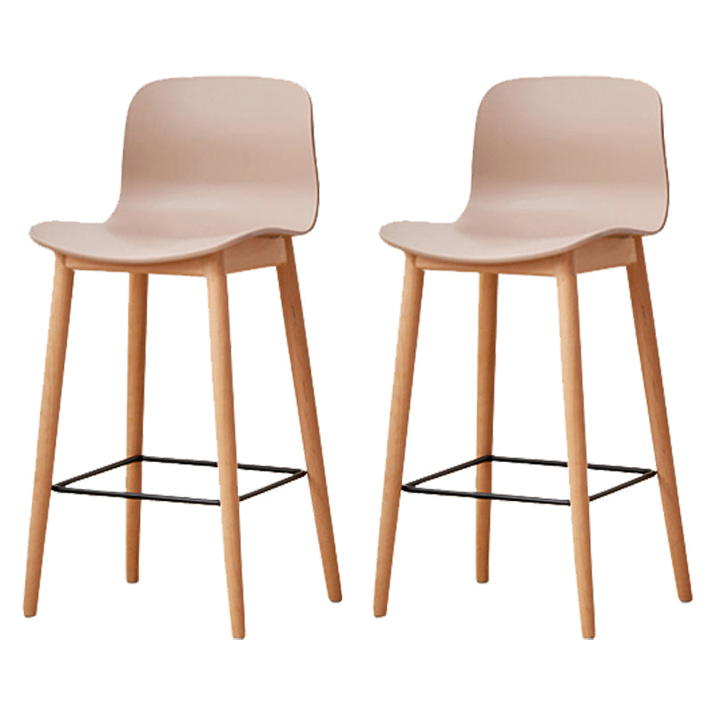 Modern Style Plastic Bar-stool Wooden Counter Bar Stool for Home Khaki 2 Piece Set Counter Stool(26"H) Clearhalo 'Bar Furniture' 'Bar Stools' 'bar_stools' 'furn' 'furn_bar_stools' 'Furniture' 'furniture_bar_stools' 'Kitchen & Dining Furniture' 5061558