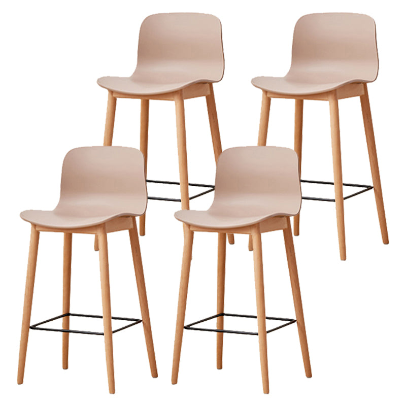 Modern Style Plastic Bar-stool Wooden Counter Bar Stool for Home Khaki 4 Piece Set Counter Stool(26"H) Clearhalo 'Bar Furniture' 'Bar Stools' 'bar_stools' 'furn' 'furn_bar_stools' 'Furniture' 'furniture_bar_stools' 'Kitchen & Dining Furniture' 5061559