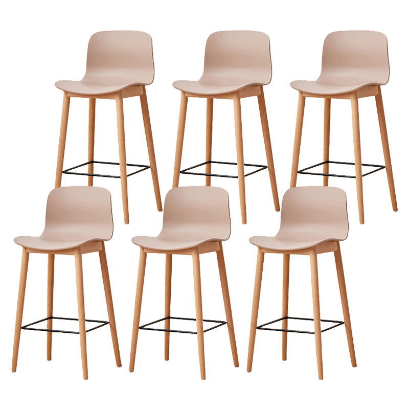 Modern Style Plastic Bar-stool Wooden Counter Bar Stool for Home Khaki 6 Piece Set Counter Stool(26"H) Clearhalo 'Bar Furniture' 'Bar Stools' 'bar_stools' 'furn' 'furn_bar_stools' 'Furniture' 'furniture_bar_stools' 'Kitchen & Dining Furniture' 5061560