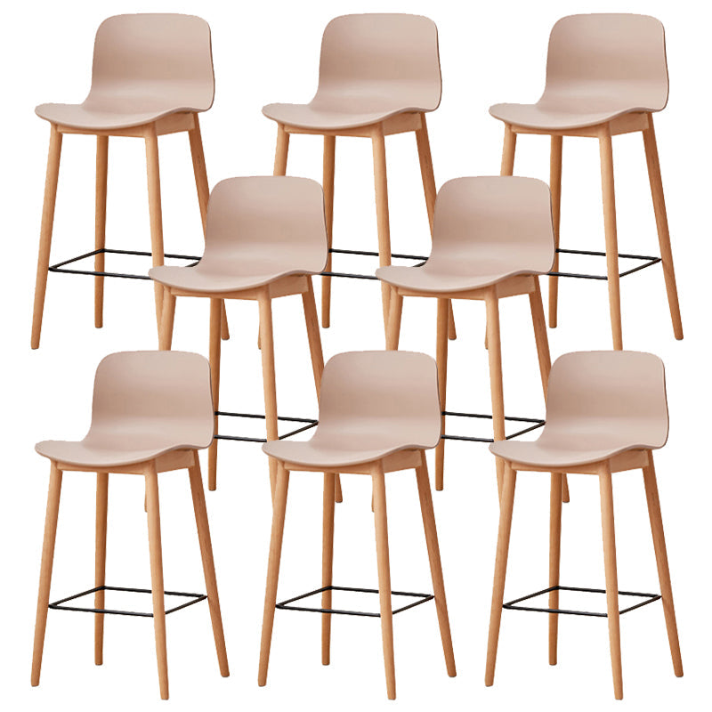 Modern Style Plastic Bar-stool Wooden Counter Bar Stool for Home Khaki 8 Piece Set Counter Stool(26"H) Clearhalo 'Bar Furniture' 'Bar Stools' 'bar_stools' 'furn' 'furn_bar_stools' 'Furniture' 'furniture_bar_stools' 'Kitchen & Dining Furniture' 5061561