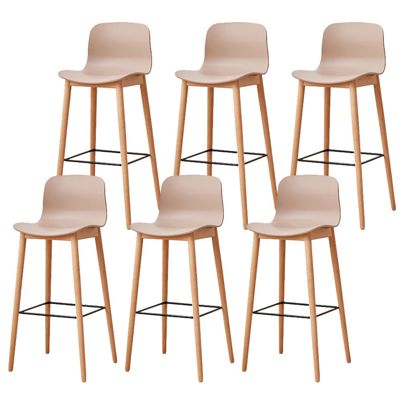 Modern Style Plastic Bar-stool Wooden Counter Bar Stool for Home Khaki 6 Piece Set Bar Stool(30"H) Clearhalo 'Bar Furniture' 'Bar Stools' 'bar_stools' 'furn' 'furn_bar_stools' 'Furniture' 'furniture_bar_stools' 'Kitchen & Dining Furniture' 5061564