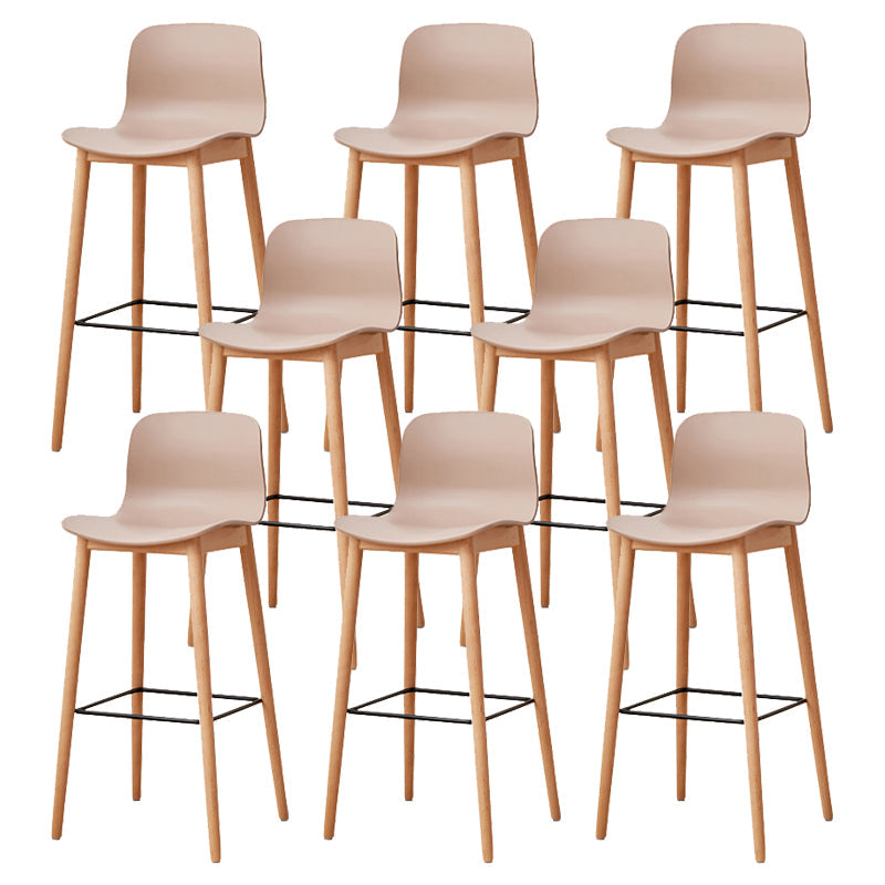 Modern Style Plastic Bar-stool Wooden Counter Bar Stool for Home Khaki 8 Piece Set Bar Stool(30"H) Clearhalo 'Bar Furniture' 'Bar Stools' 'bar_stools' 'furn' 'furn_bar_stools' 'Furniture' 'furniture_bar_stools' 'Kitchen & Dining Furniture' 5061565