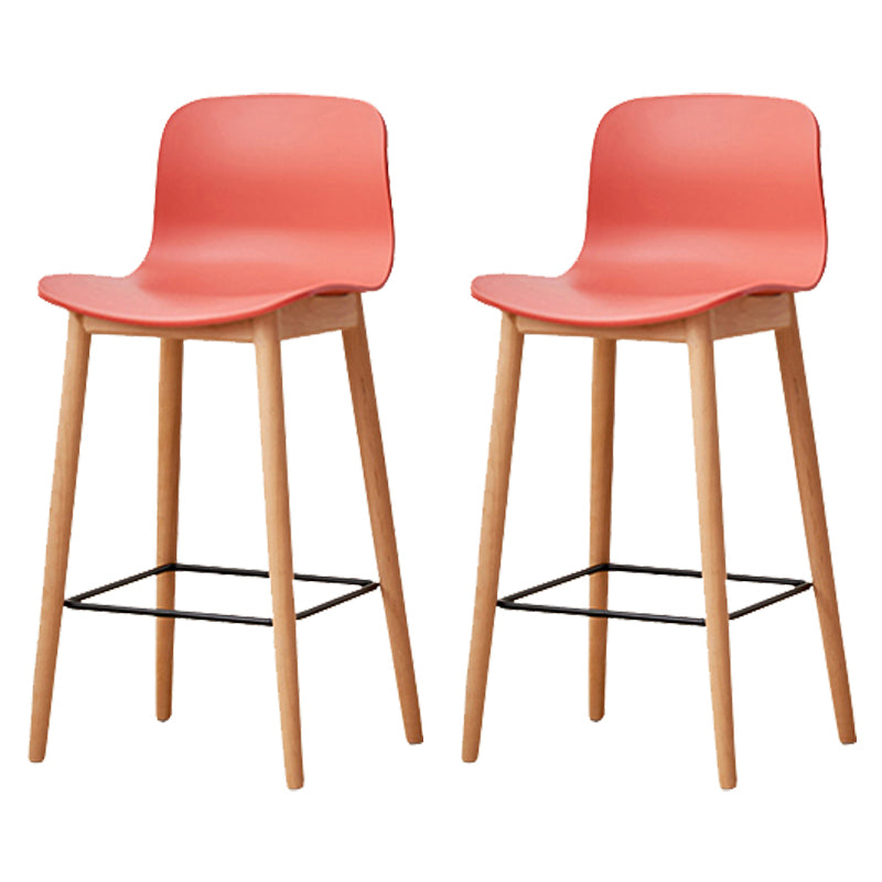 Modern Style Plastic Bar-stool Wooden Counter Bar Stool for Home Orange 2 Piece Set Counter Stool(26"H) Clearhalo 'Bar Furniture' 'Bar Stools' 'bar_stools' 'furn' 'furn_bar_stools' 'Furniture' 'furniture_bar_stools' 'Kitchen & Dining Furniture' 5061566