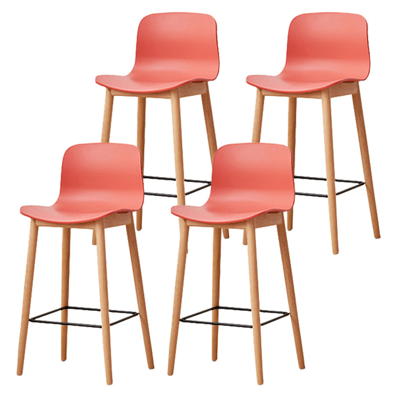 Modern Style Plastic Bar-stool Wooden Counter Bar Stool for Home Orange 4 Piece Set Counter Stool(26"H) Clearhalo 'Bar Furniture' 'Bar Stools' 'bar_stools' 'furn' 'furn_bar_stools' 'Furniture' 'furniture_bar_stools' 'Kitchen & Dining Furniture' 5061567