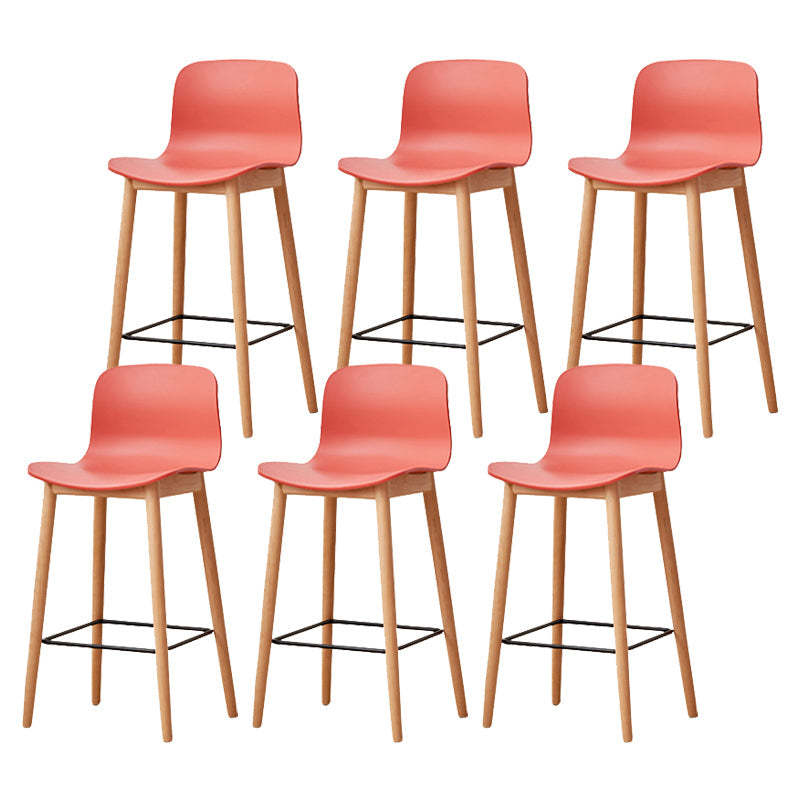 Modern Style Plastic Bar-stool Wooden Counter Bar Stool for Home Orange 6 Piece Set Counter Stool(26"H) Clearhalo 'Bar Furniture' 'Bar Stools' 'bar_stools' 'furn' 'furn_bar_stools' 'Furniture' 'furniture_bar_stools' 'Kitchen & Dining Furniture' 5061568
